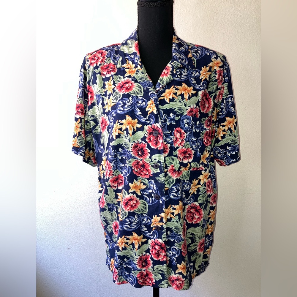 Vintage '80s Sutton Supply Oversized Floral Short Sleeve Button Down Shirt M/L